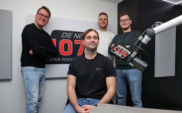 Das Podcast-Team: Daniel Haug, Danny Schöckle, Moritz Wagner und Simeon Kramer (v.l.n.r.).