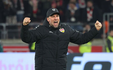 VfB-Trainer Sebastian Hoeneß schrie nach dem Leipzig-Spiel seine Freude heraus.