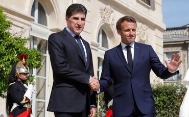 Kurdenpräsident Barsani mit Emmanuel Macron