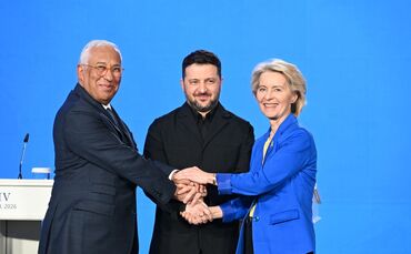 Selenskyj, von der Leyen und Costa