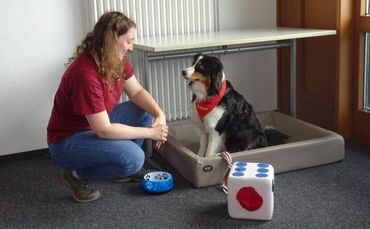 Lehrerin  und "Hundemama" Sarah Lütke mit Schulhündin Pepper.