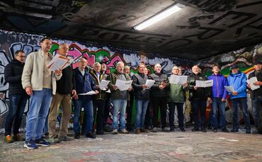 Der MGV Kleinheppach zwischen Tradition und Moderne: Er hat sich in der "Hall of Fame" in Bad Cannstatt als Graffiti verewigen l