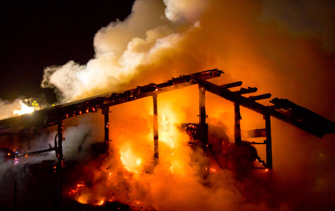 Scheunenbrand, Jägergarten, Schorndorf-Mannshaupten, 26.08.2020.