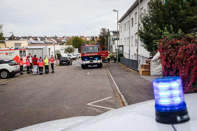 Feuerwehreinsatz Max-Eyth-Str., Fellbach-Oeffingen, 09.10.2020.