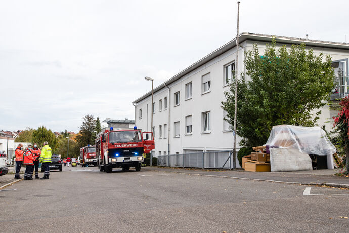 Feuerwehreinsatz Max-Eyth-Str., Fellbach-Oeffingen, 09.10.2020.