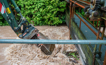 Hochwasser entlang der Wieslauf, Klingenmühle bis Schlechtbach, 21.05.2019.