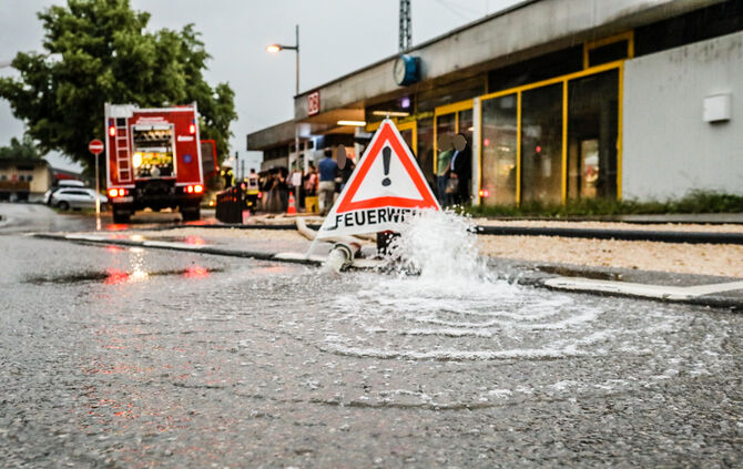 Hochwasser durch Starkregen im Oberen Remstal, Plüderhausen, 11.06.2018.
