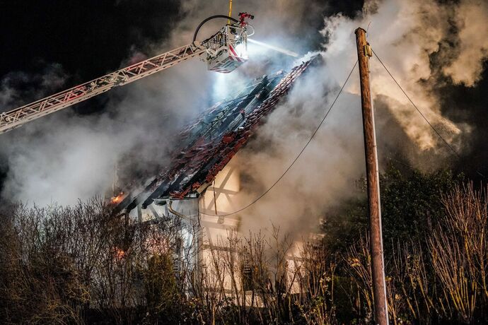 Ein Fachwerkhaus in Murrhardt brannte vollständig aus