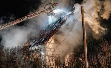 Ein Fachwerkhaus in Murrhardt brannte vollständig aus