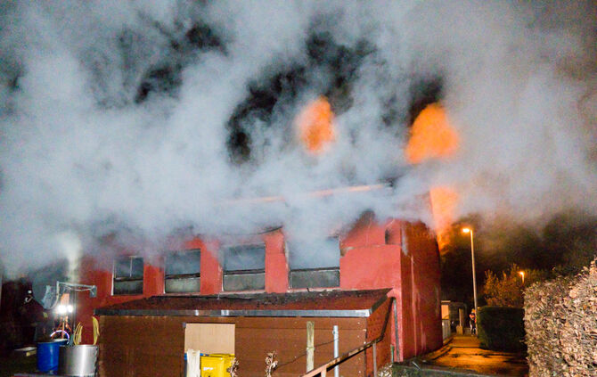 Schuppenbrand durch falsch angeschlossene Gasflasche an Heizung, Korb, 19.12.2018.