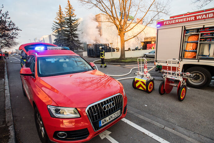 Containerbrand, Remspark, Waiblingen, 11.01.2021.