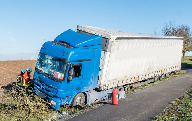 Lkw prallt gegen Baum_11