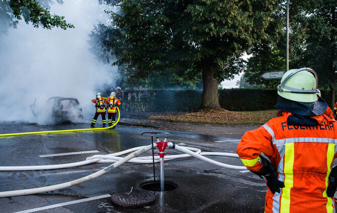 Feuerwehr löscht brennenden Smart - Bild 03_12