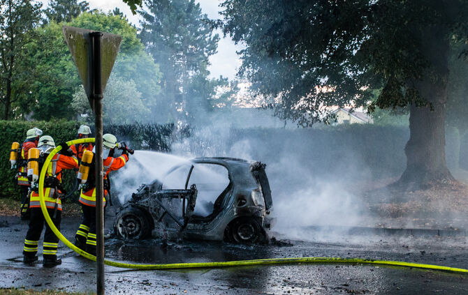Feuerwehr löscht brennenden Smart - Bild 02_13