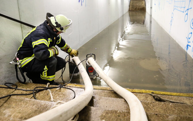 Hochwasser durch Starkregen im Oberen Remstal, Plüderhausen, 11.06.2018.