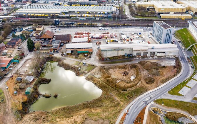 Luftbild Hess-Areal, Waiblingen, 18.02.2021.