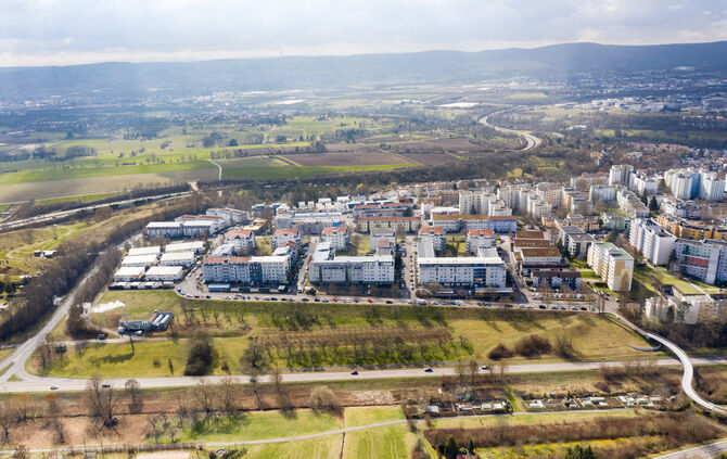 Grünfläche neues Wohngebiet Korber Höhe, Waiblingen, 18.02.2021.