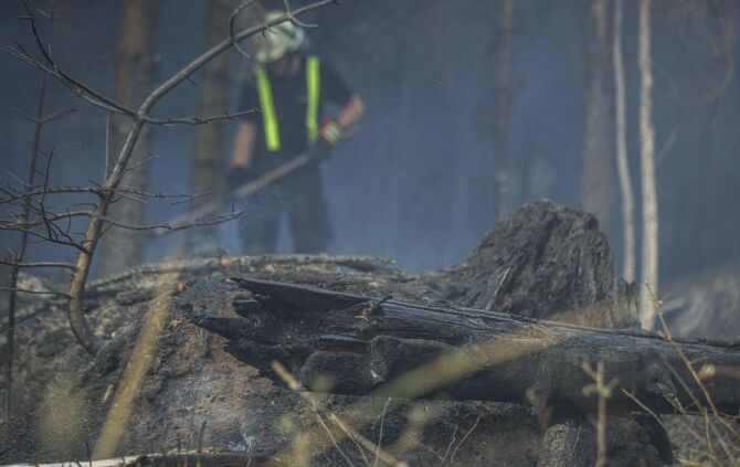Waldbrand in Murrhardt - Trockenes Holz und GestrÃ¼pp entzÃ¼ndet sich - Feuerwehr muss Pendelverkehr einrichten_5