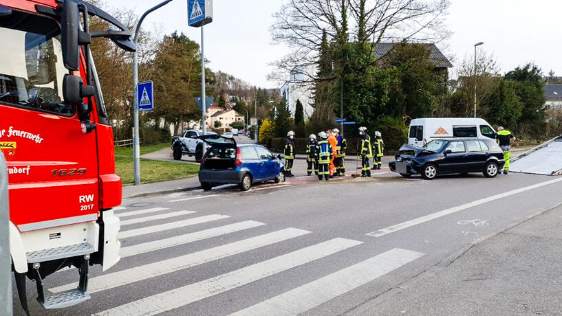 Unfall, Uhlandstr. / Aichenbachstr., Schorndorf, 28.03.2021.