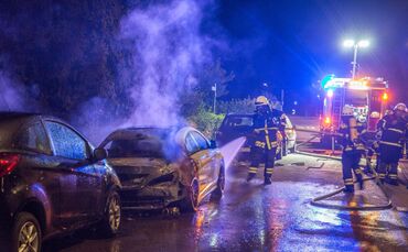Autos und Hecke brennen im Wohngebiet - Brandstifter Unterwegs?_0