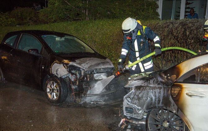 Autos und Hecke brennen im Wohngebiet - Brandstifter Unterwegs?_4