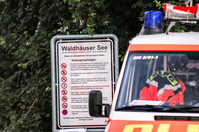 Personensuche im Waldhäuser Badesee, Lorch, 13.06.2021.