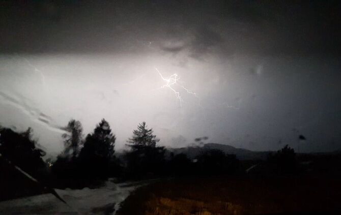 Grosse Tanne stuerzt nach Sturm um - Bltze erhellen den Nachthimmel - Bild 24_12