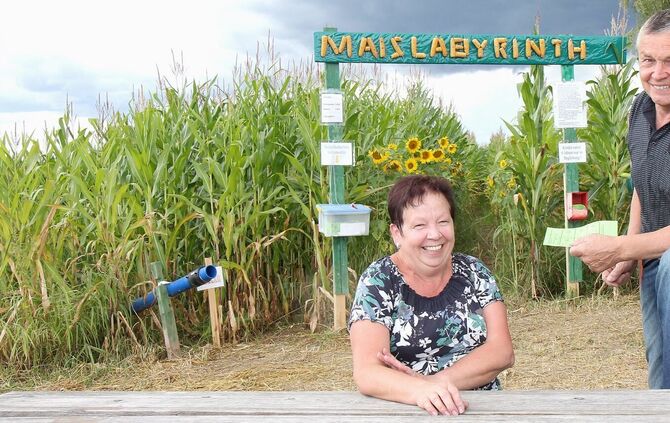 Maislabyrinth Alfdorf Bonholz 5. Cross-Media-Serie"Bauer sucht Nebenjob". Landwirt Günther Kolb hat ein Maislabyrinth.