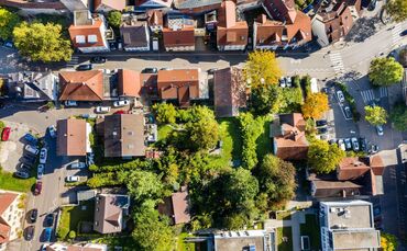 Luftbild: Entscheidung zum Ärztehaus, Areal Fronacker- u. Fuggerstr., Waiblingen, 15.10.2021.