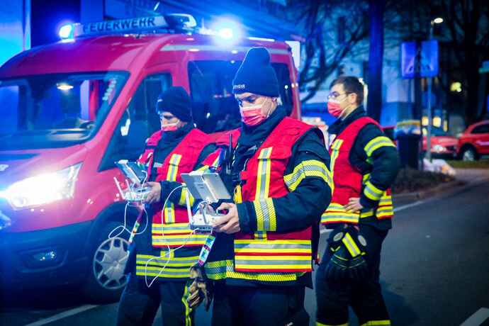 Dachstuhlbrand, Kronenhöfe, Eduard-Breuninger-Str., Backnang, 25.11.2021.