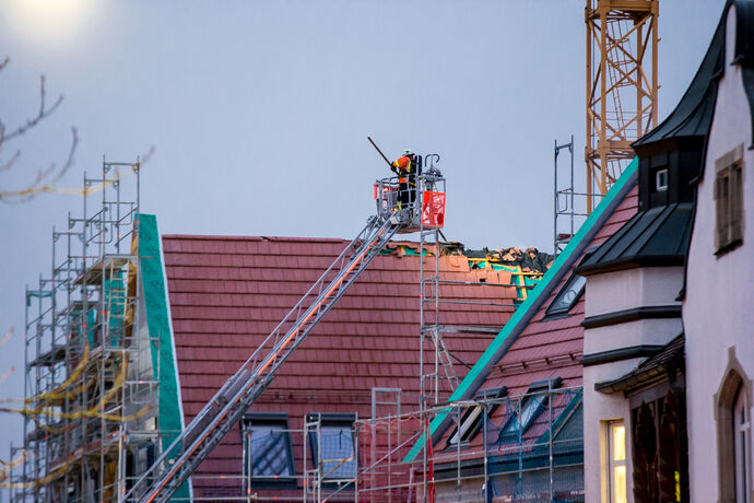 Dachstuhlbrand, Kronenhöfe, Eduard-Breuninger-Str., Backnang, 25.11.2021.