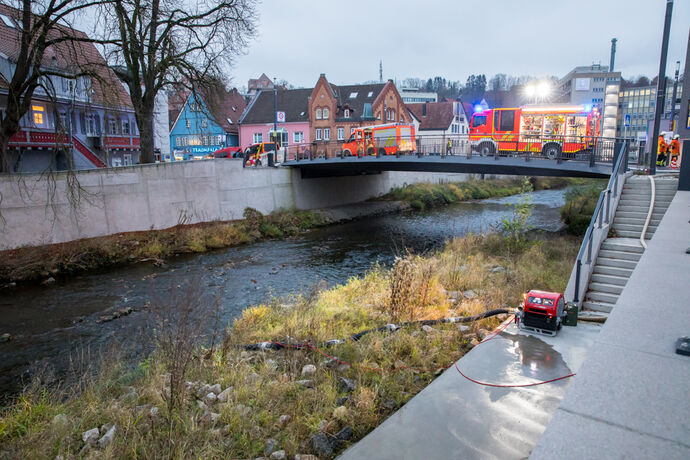 Dachstuhlbrand, Kronenhöfe, Eduard-Breuninger-Str., Backnang, 25.11.2021.