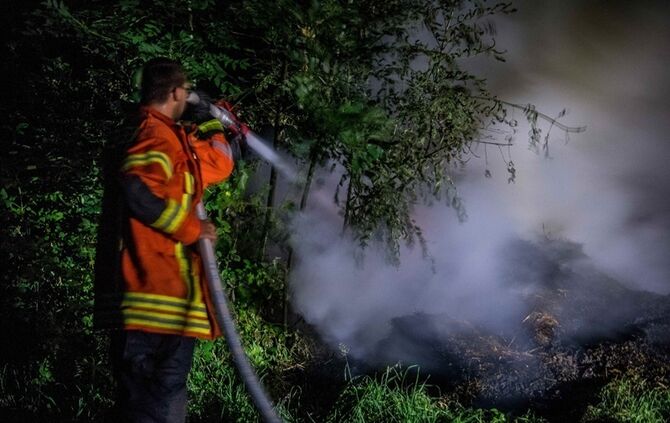 Strohbrand am Waldrand sorgt fuer starke Rauchentwicklung - Bild 24_25