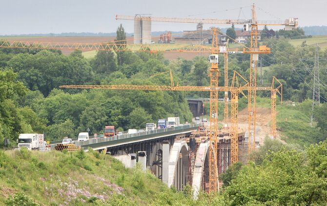 Backnang Neubau Murrtalbrücke Murrtalviadukt B14 Baustelle Stand 01.06.2010