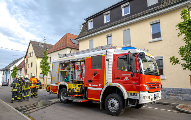 Feuerwehreinsatz in Wohngebäude der Paulinenpflege, Robert-Boehringer-Str., Winnenden, 18.05.2023.