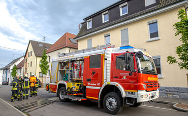 Feuerwehreinsatz in Wohngebäude der Paulinenpflege, Robert-Boehringer-Str., Winnenden, 18.05.2023.