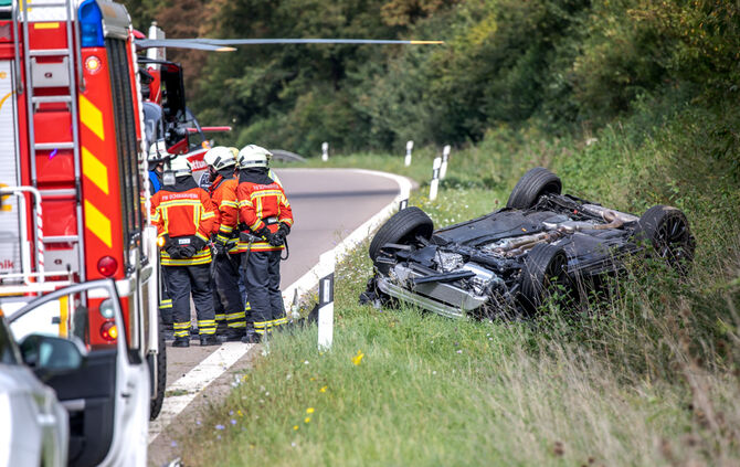 Schwerer Unfall B 14, AS-Schwaikheim, 17.09.2023.