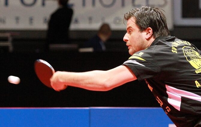 Viertelfinale um den deutschen Tischtennis-Pokal, Spiel SV Pluederhausen gegen SV Union Velbert, Aleksandar Karakasevic gegen Mi