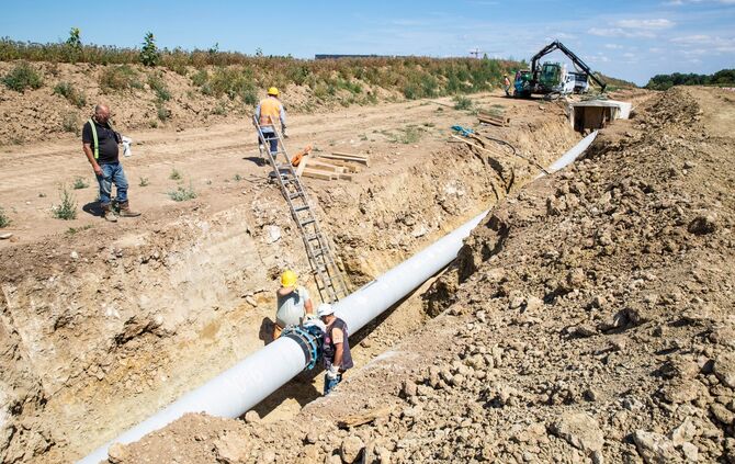 Baustelle Neckarenztalleitung ( Gaspipeline ) bei Sachsenheim, 06.08.2022.