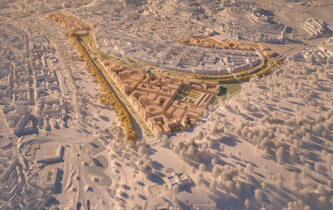 Der geplante Stadtteil Stuttgart Rosenstein als 3D-Modell. Rechte Stadt Stuttgart Koeber Landschaftsarchitektur und asp Arch