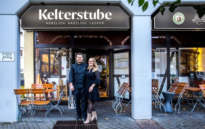 Felix Szichta und Jacqueline Salzmann von der Kelterstube, Korb, 08.11.2023.