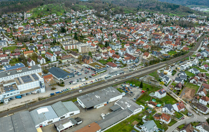 Luftbild Plüderhausen, 29.03.2023.
