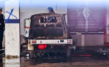 Brand eines Piaggio APE in der Tiefgarage der Karl-Wahl-Sporthalle Schorndorf, 10.05.2024.