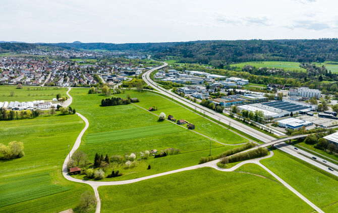 Luftbild Schraienwiesen, Urbach, 22.04.2023.