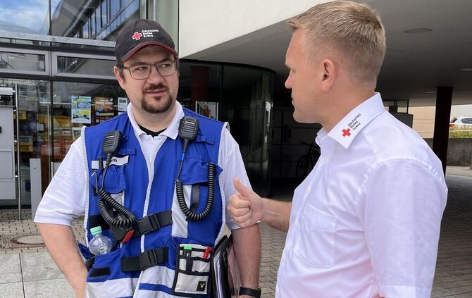 Pascal Zelfl und Sven Knödler in Rudersberg zur Planung und Koordinierug der weiteren Arbeiten vor Ort.
