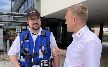 Pascal Zelfl und Sven Knödler in Rudersberg zur Planung und Koordinierug der weiteren Arbeiten vor Ort.