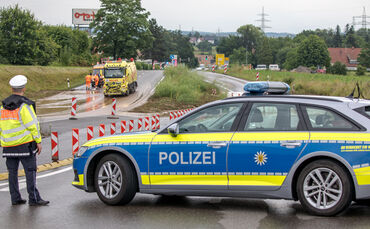 Unwetter mit Starkregen: Überflutungen und Hochwasserlage, Burgstetten, Backnang, Leutenbach, 26.06.2024.