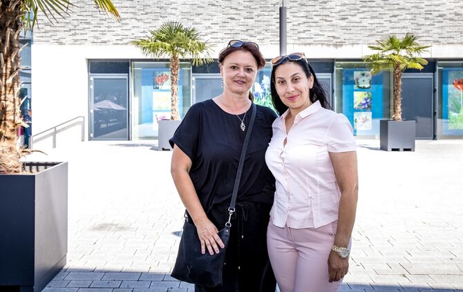 Integration: v.l. Teresa Hritz und Adriana Draguta von der Sozialstation Kernen, 25.06.2024.