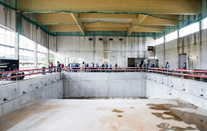 Richtfest für den Neubau des Hallenbades am Bildungszentrum Weinstadt, 04.07.2024.