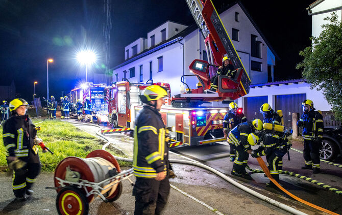 Brandserie: Kellerbrand Unterkunft für gehörlose Flüchtlinge der Paulinenpflege Winnenden, Steinweg, 05.07.2024.